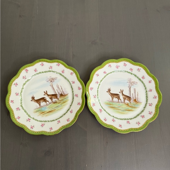 Vintage Limoges Bassett Austria Porcelain Hand Painted Game Cabinet Plate (Set) - Picture 5 of 7